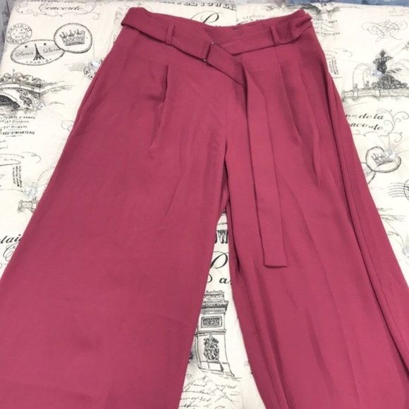 BCBG Maxazria D-Ring Belted Wide-Leg Matte Satin Pants - Picture 7 of 13